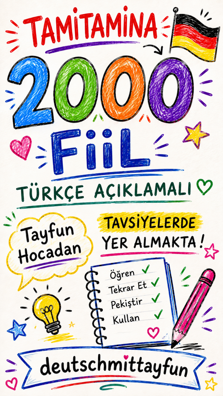 2000 adet Türkçe açıklamalı fiiler