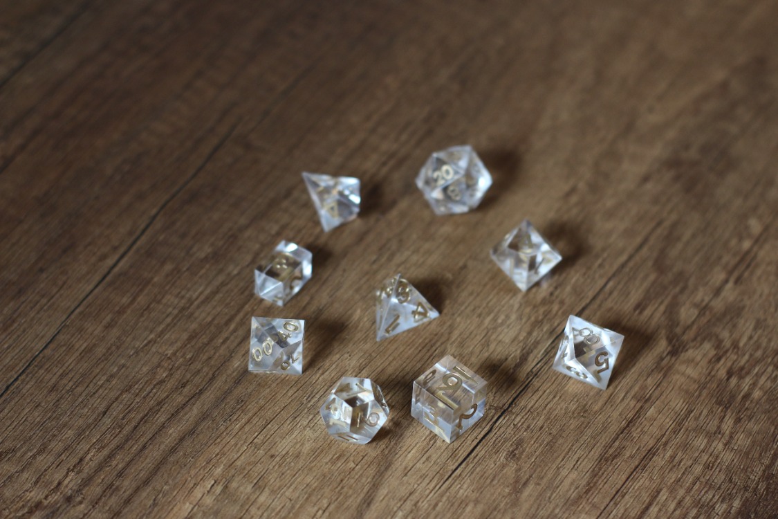 Golden Crystal Epoksi Reçine D&D Zar Seti