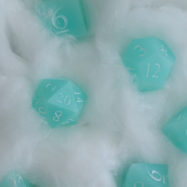 Bulut Mavisi Epoksi Reçine D&D Zar Seti