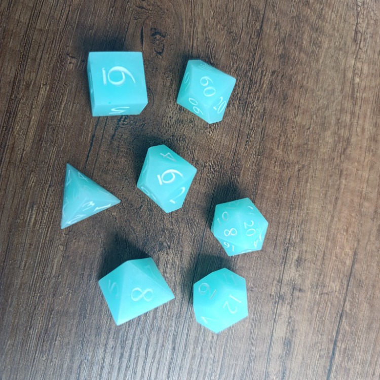 Bulut Mavisi Epoksi Reçine D&D Zar Seti