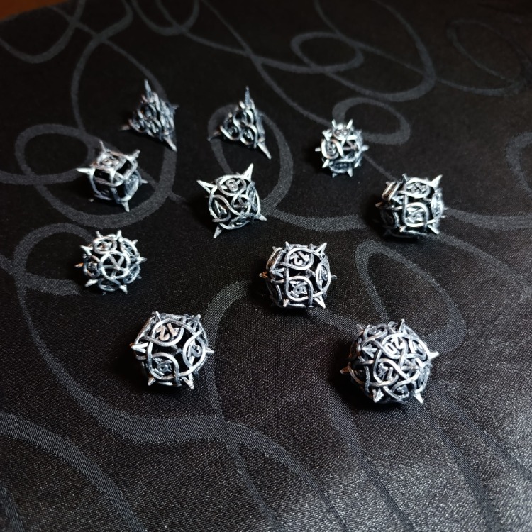 Gümüş Renkli Reçine 3d Print Zar Seti
