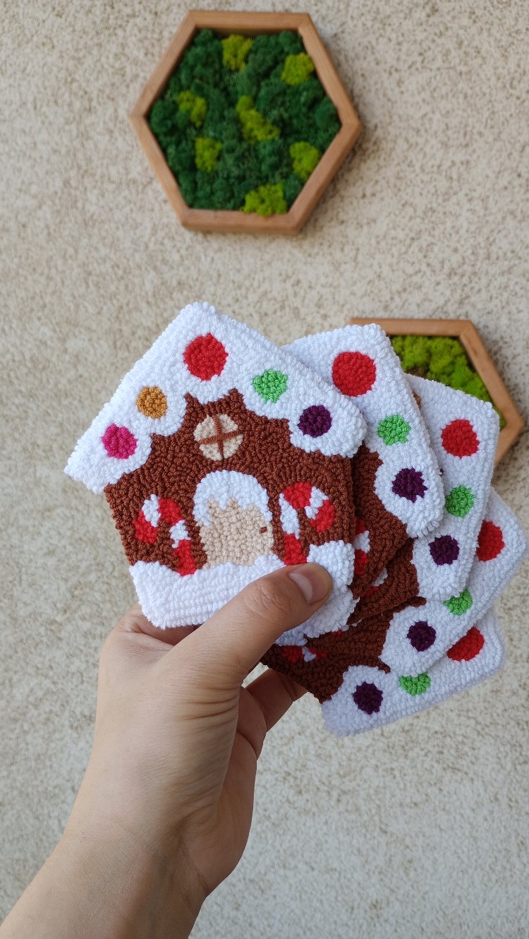 Punch Needle Christmas Coaster ✨