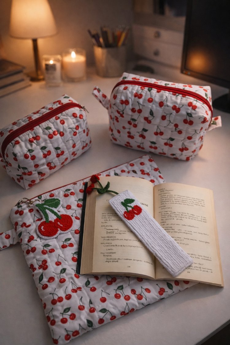 kiraz desenli düzenleyici set