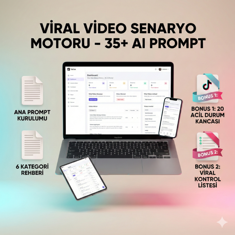 Viral Video Senaryo Motoru: TikTok, Reels & Shorts İçin 35+ AI Prompt Kiti