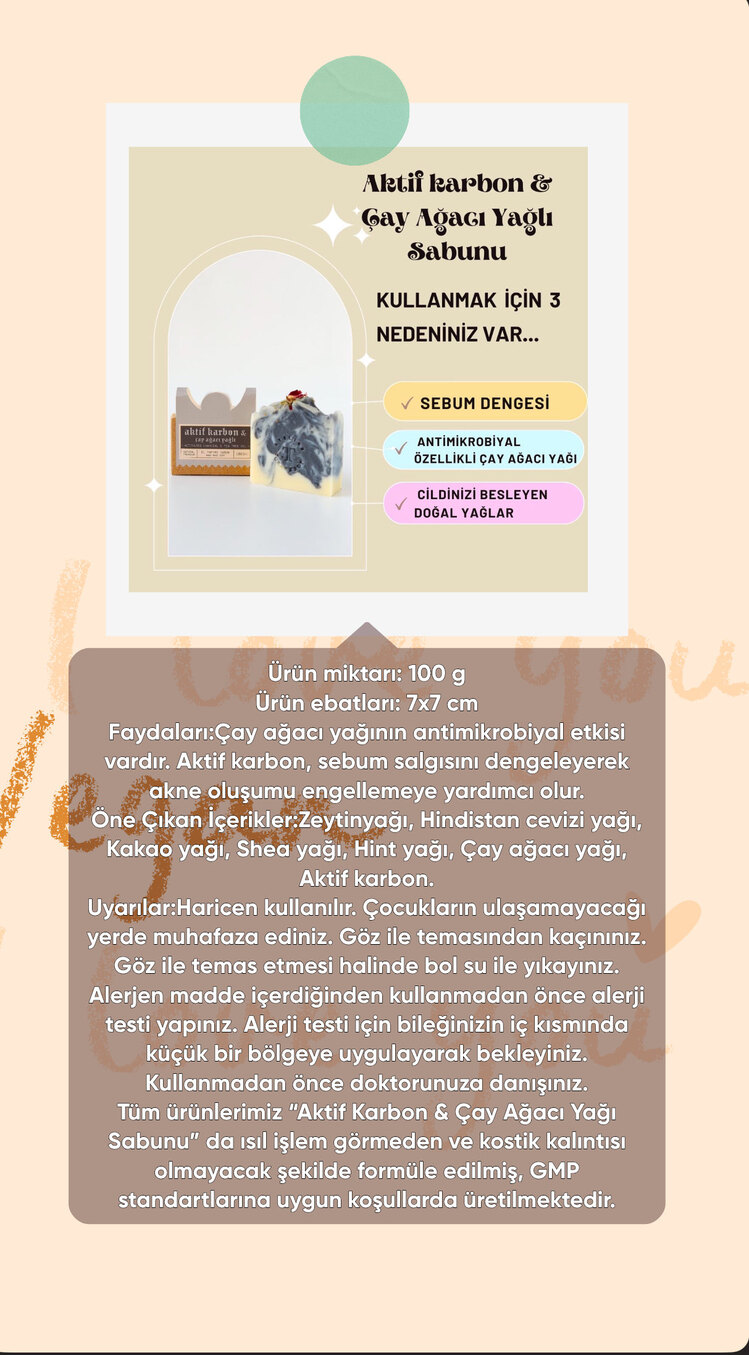 Aktif Karbon & Çay Ağacı Yağlı Sabun