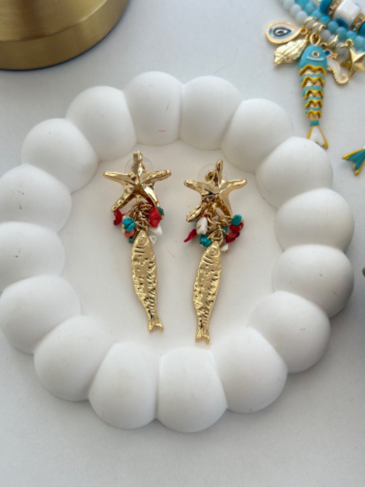 Altın Kaplama 14K Balık Küpe
