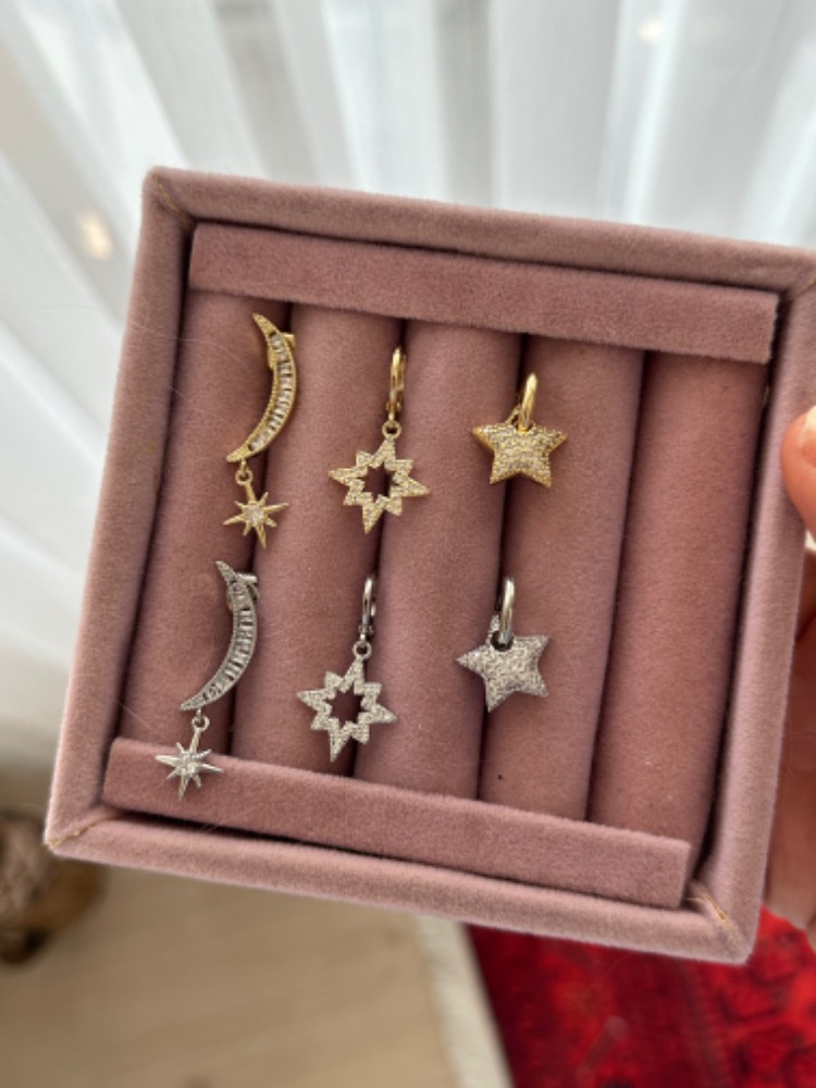 Vip 14K Ay Yıldız Detay Üçlü Küpe Set