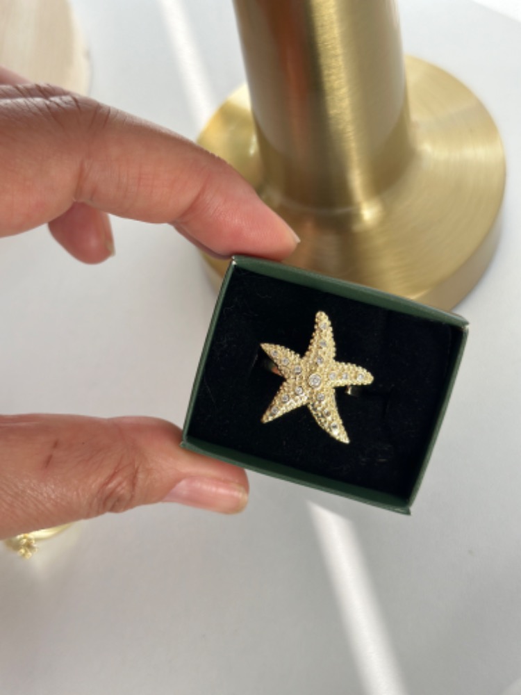 Vip 14K Deniz Yıldız Ayarlanabilir Yüzük