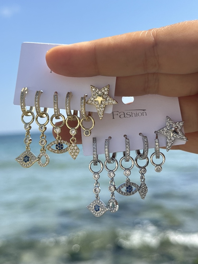 Özel Seri Yıldız Detay 6 lı Küpe