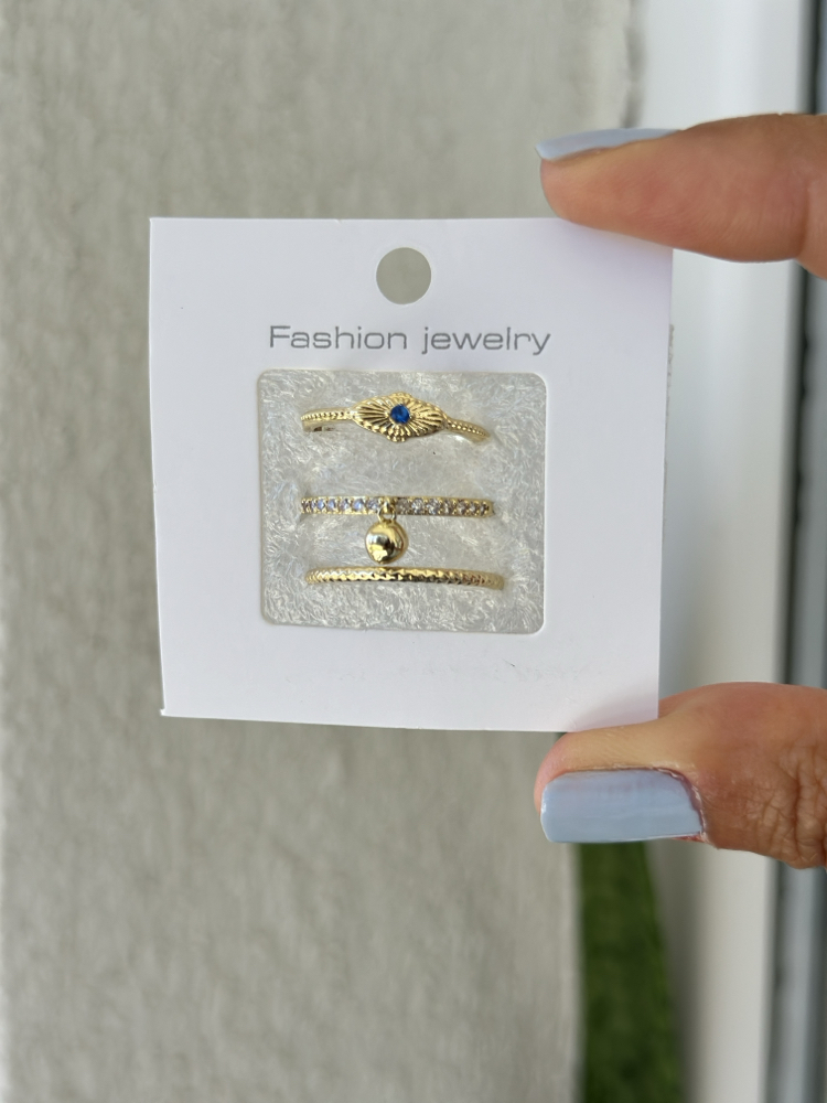 Vip 14K Ayarlanabilir Üçlü Set Yüzükler