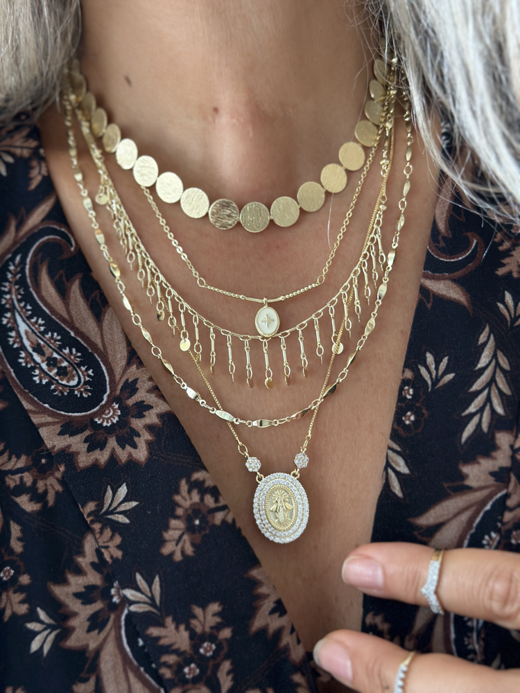 Vip 14K Pul Detaylı Kolye Set
