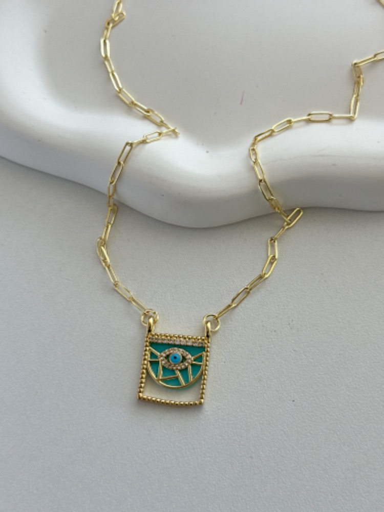 Vip 14K Göz Detay Plaka Kolye