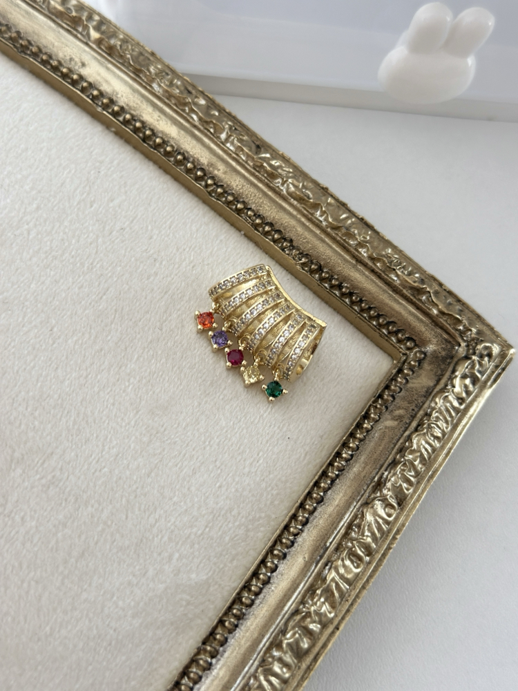 Vip 14K Renkli Taşlı Kıkırdak Küpe