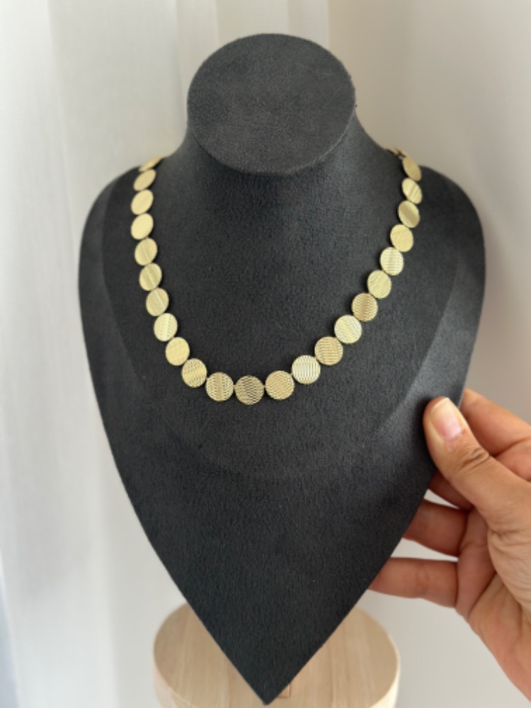 Vip 14K Tırtıklı Pul Kolye (Pul Büyüklüğü 1.2cm)