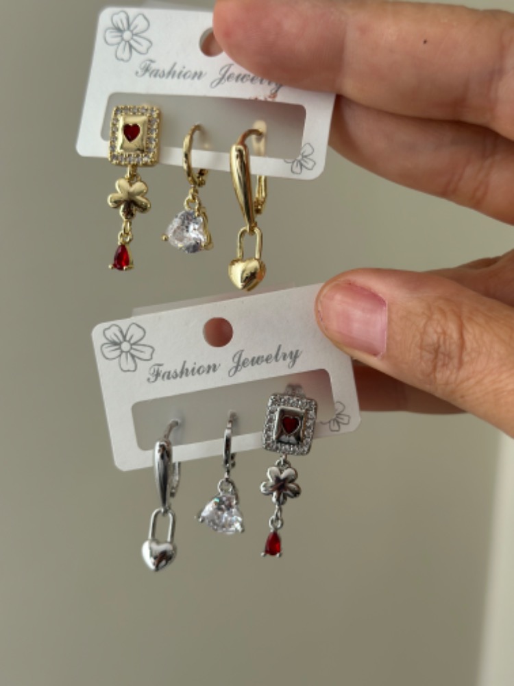 Vip 14K Üçlü Küpe Set