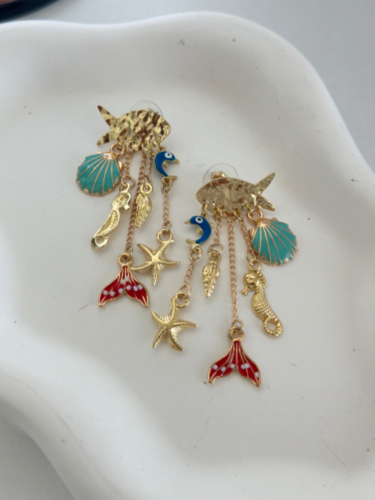 Vip 14K Charmlı Balık Küpe Set