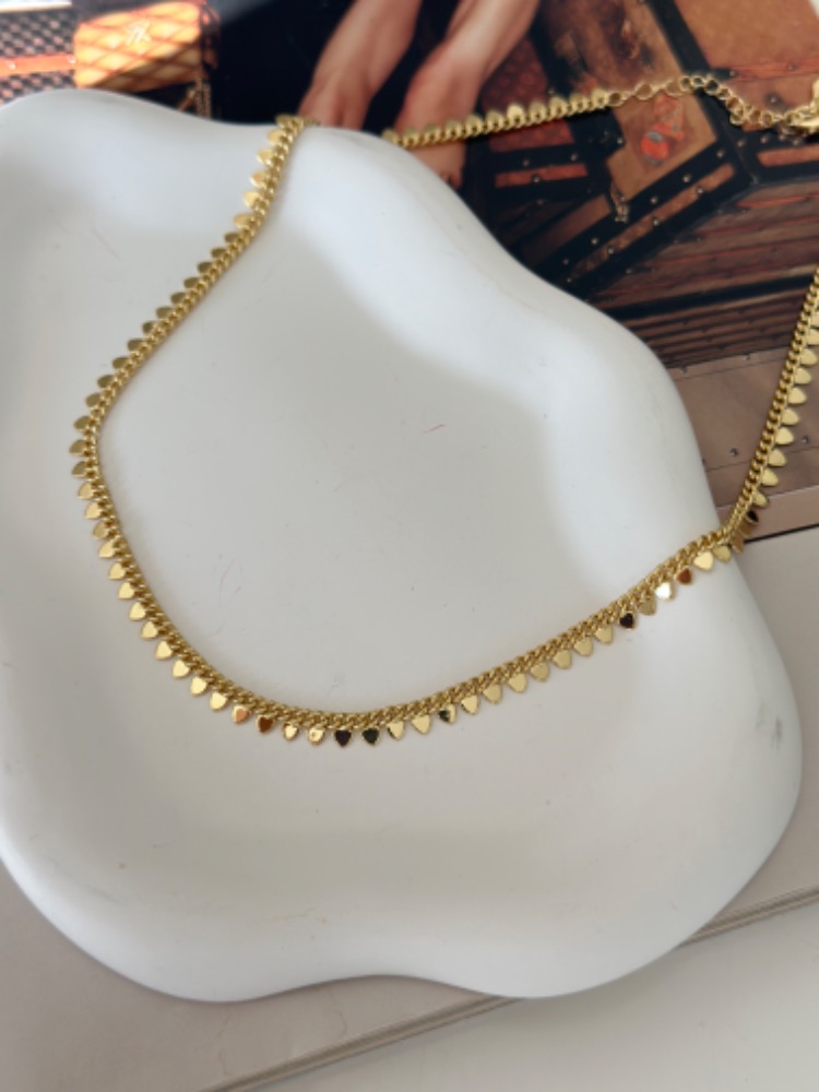 Vip Çoklu Kalp Detaylı Zincir Kolye