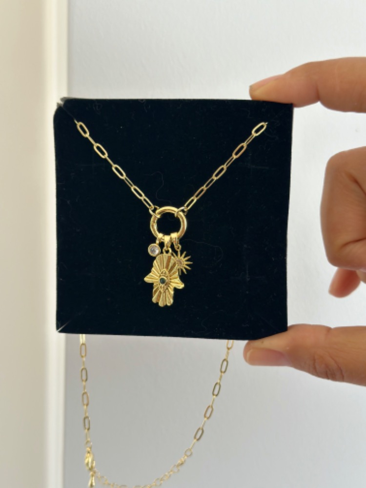 Altın Kaplama 14K Rabia Ana Eli Kolye