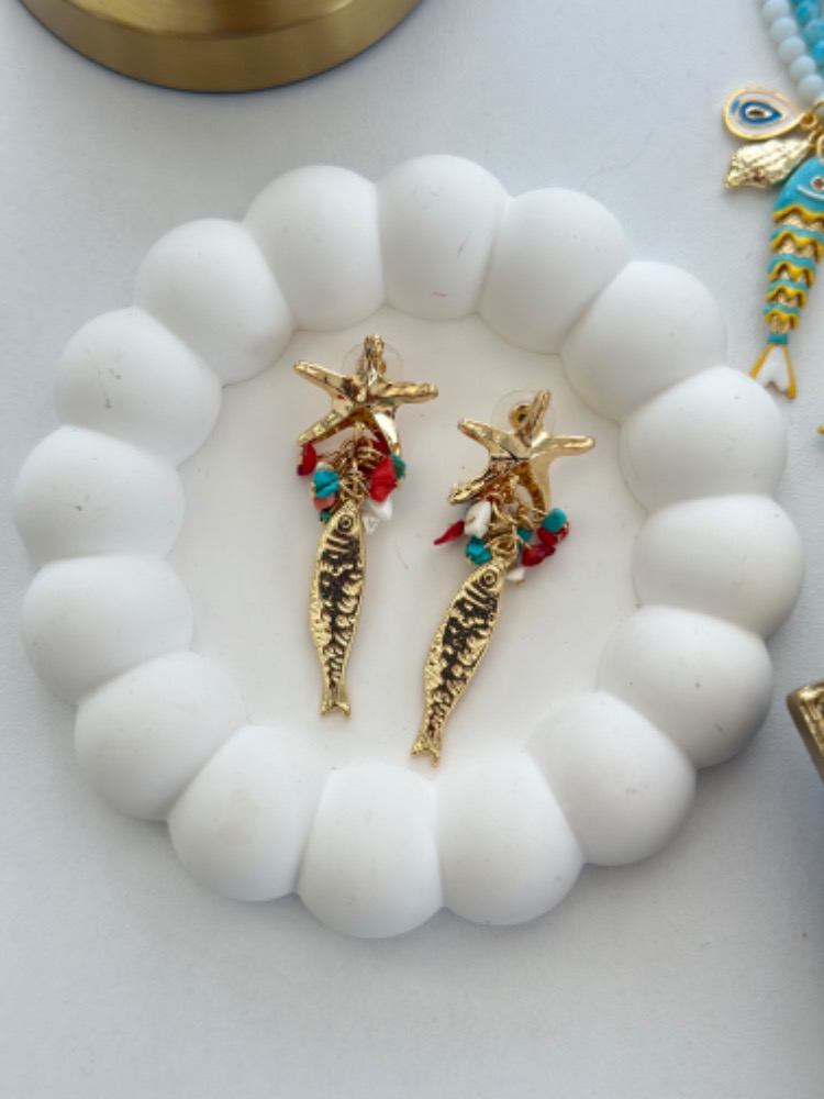 Altın Kaplama 14K Balık Küpe