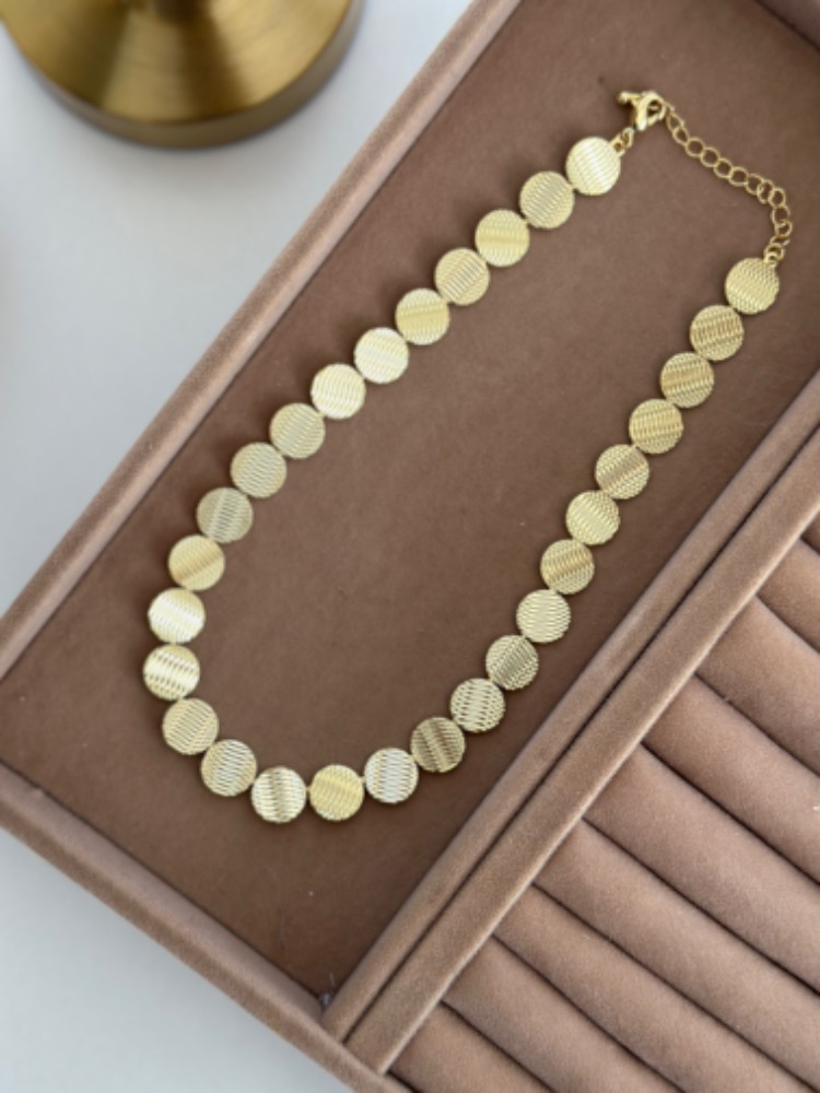 Vip 14K Tırtıklı Pul Kolye (Pul Büyüklüğü 1.2cm)