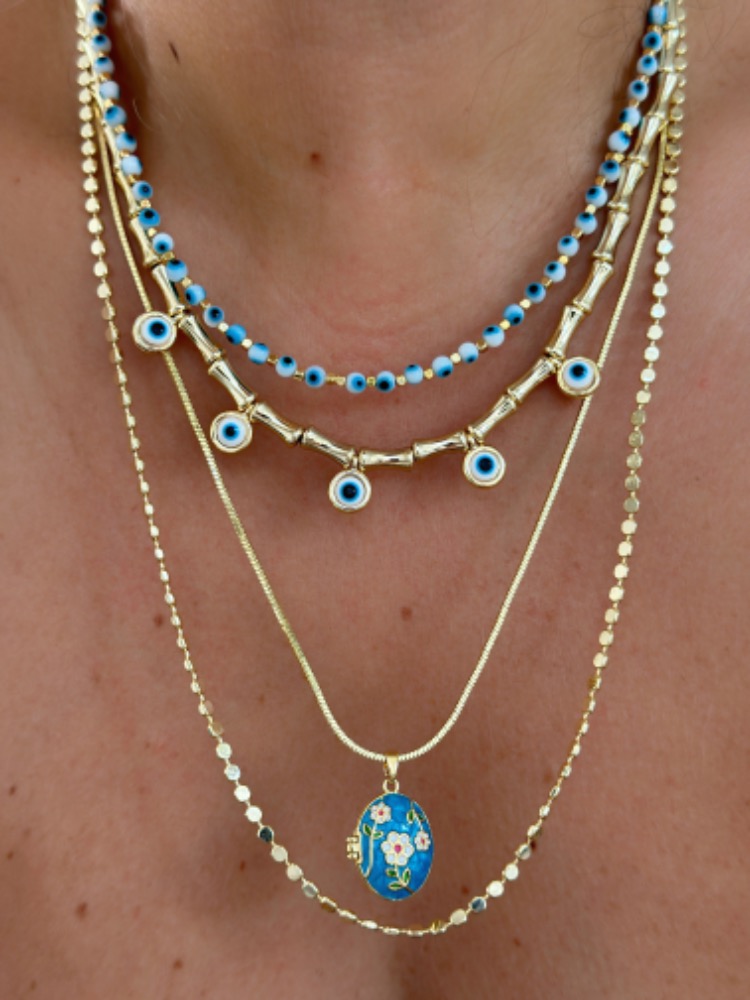 Altın Kaplama 14K Minik Nazar Boncuklu Set