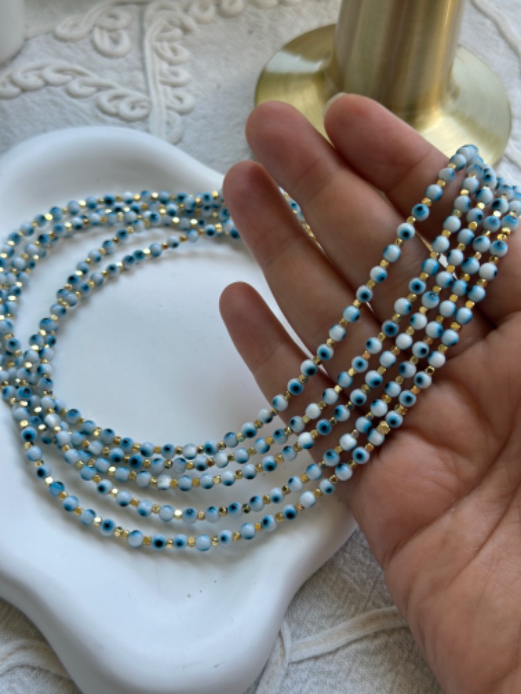 Altın Kaplama 14K Mavi Boncuklu Kolye