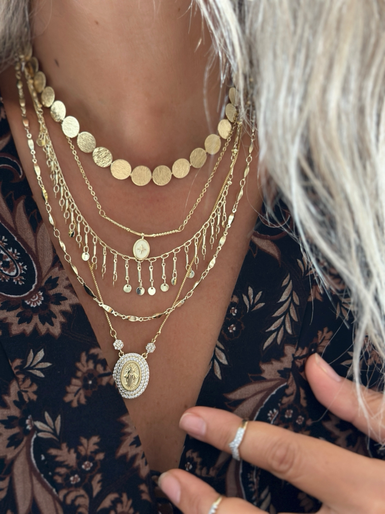 Vip 14K Pul Detaylı Kolye Set
