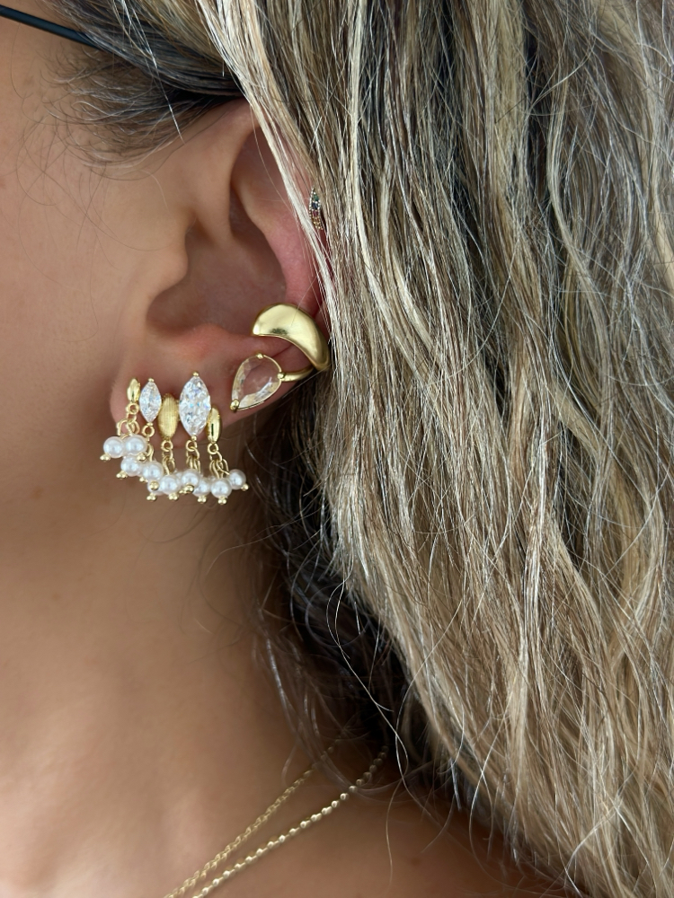 Vip 14K İnci Küpe Detay Set