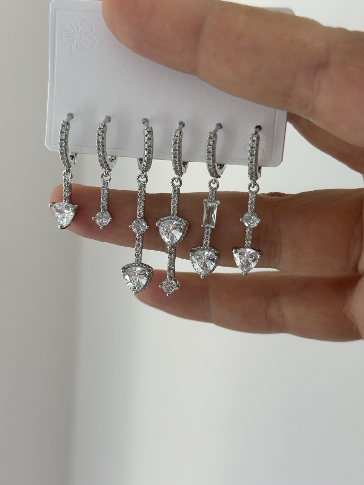 Vip 14K Zirkon Taşlılı 6 lı Küpe Set
