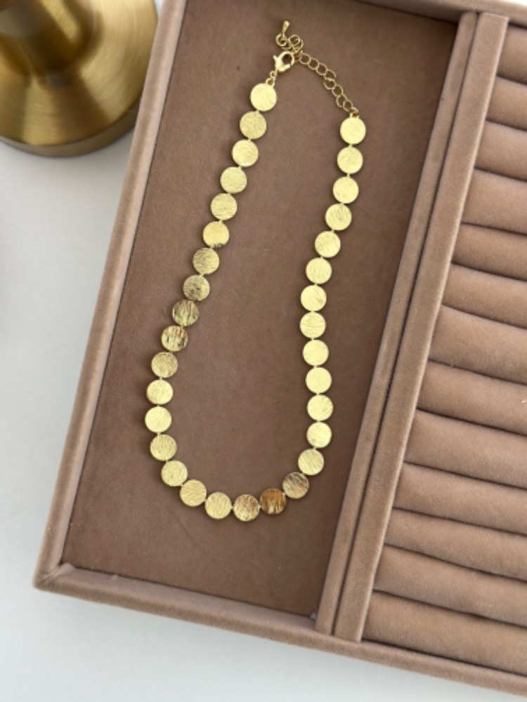 Vip 14K Tırklı Pul Kolye (Pul Büyüklüğü 1cm)