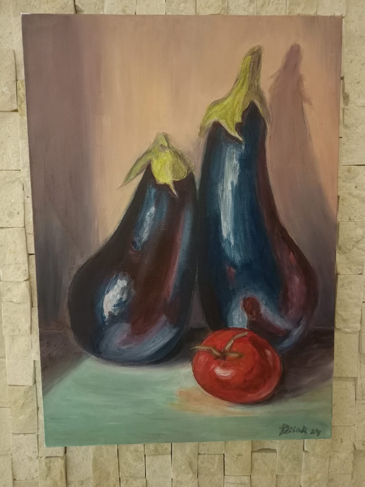"Gölgedeki muhabbet" 25*35 cm  Natürmort Yağlıboya tablo