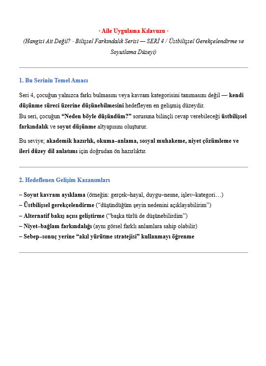 Hangisi Ait Değil? · 4 - Bilişsel Farkındalık Serisi 