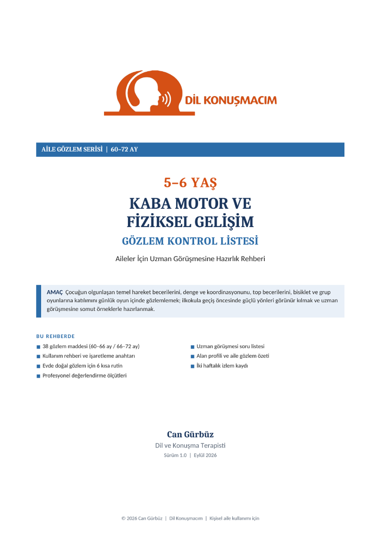5–6 Yaş Kaba Motor ve Fiziksel Gelişim Gözlem Kontrol Listesi | Aile Rehberi 