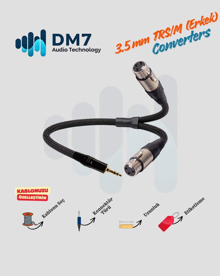 3.5mm TRS/M (Erkek) Dönüştürücü Y-Kablo