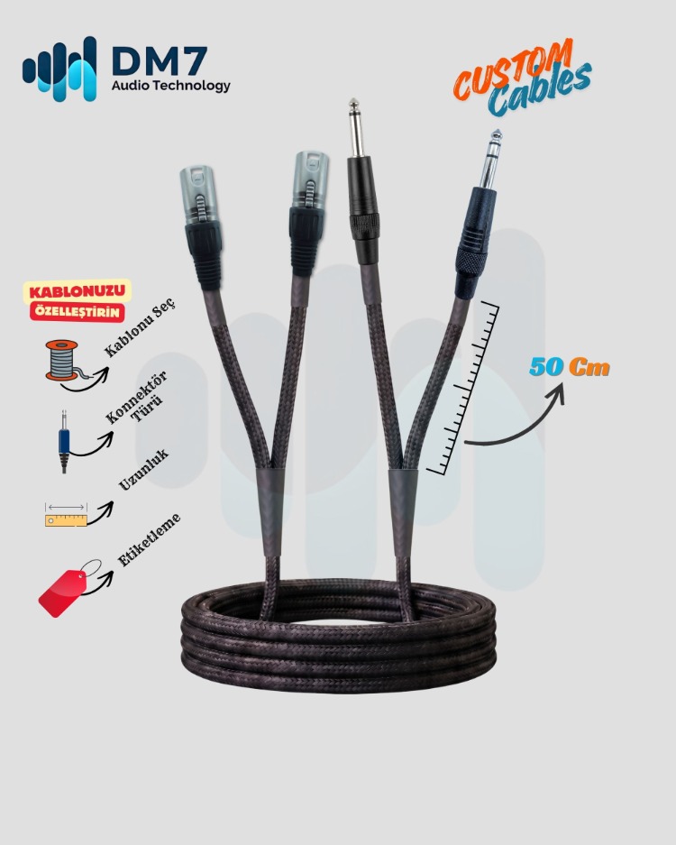 2 XLRM (Erkek) - 2 TS/TRS Ara Bağlantı Kablosu