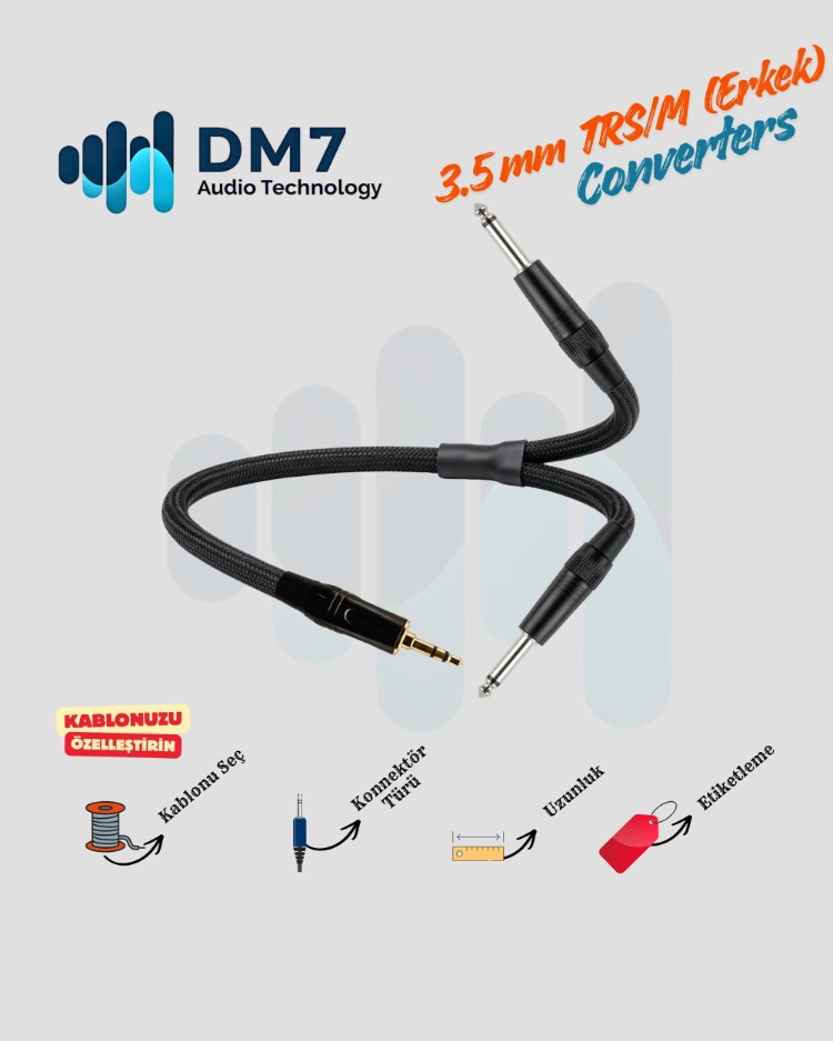 3.5mm TRS/M (Erkek) Dönüştürücü Y-Kablo