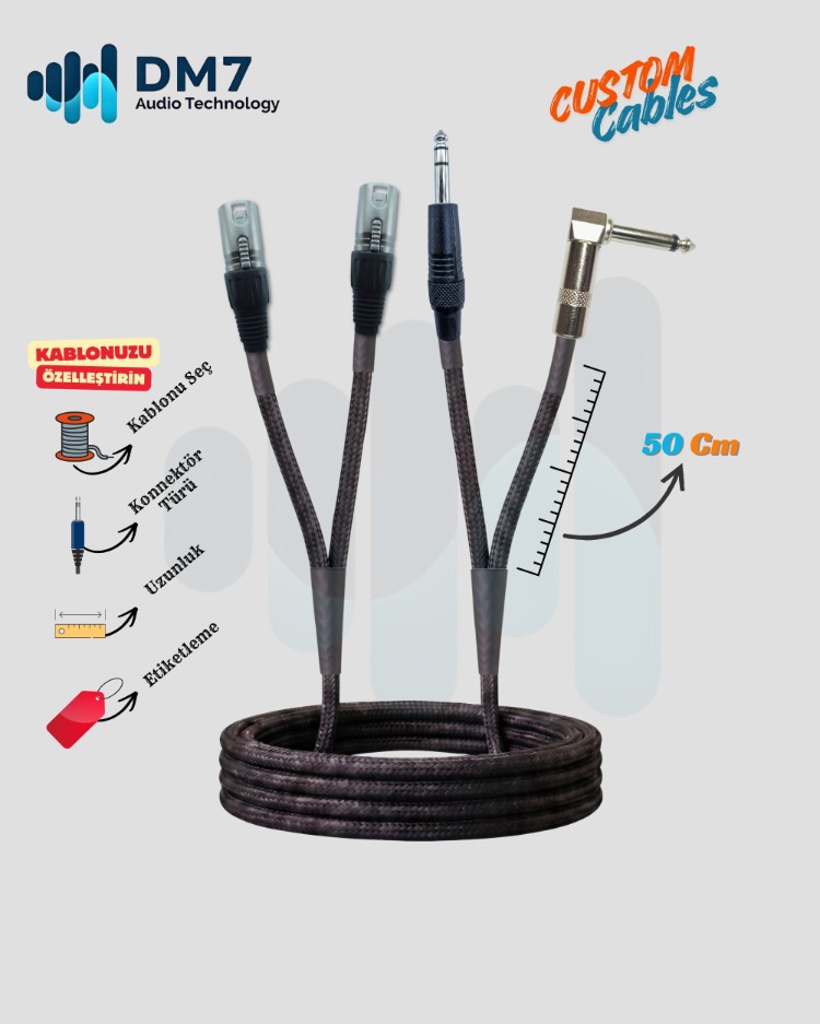 2 XLRM (Erkek) - 2 TS/TRS Ara Bağlantı Kablosu