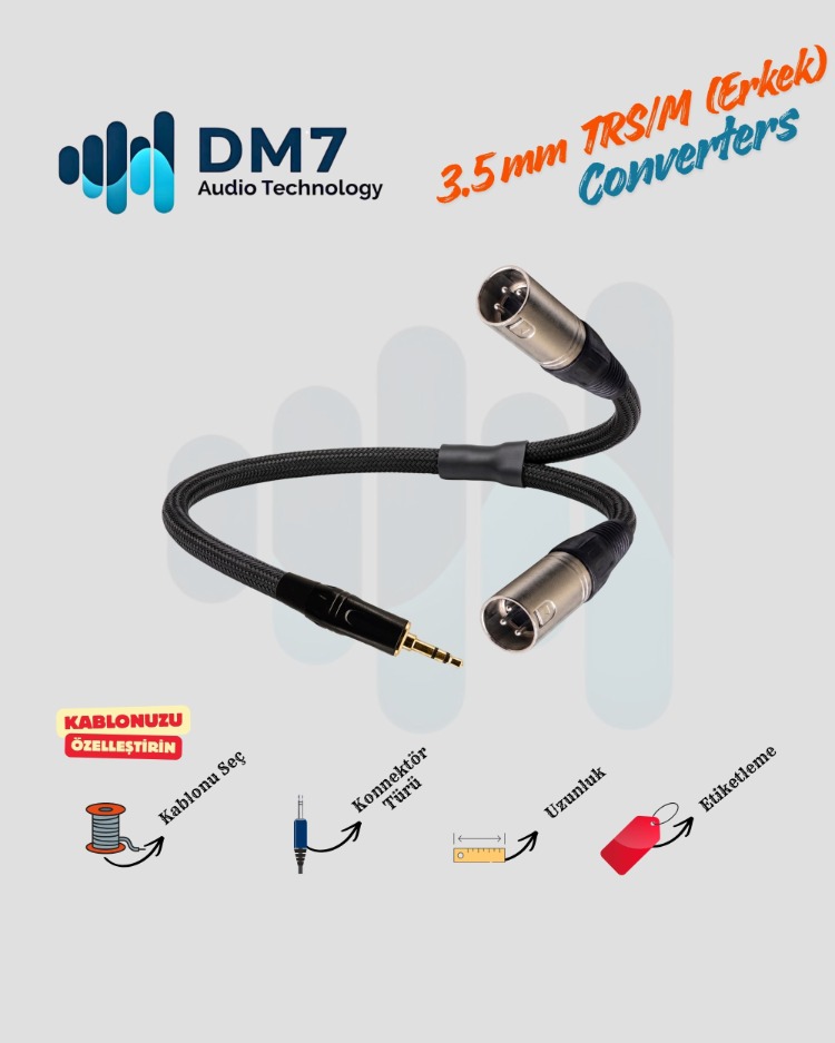 3.5mm TRS/M (Erkek) Dönüştürücü Y-Kablo