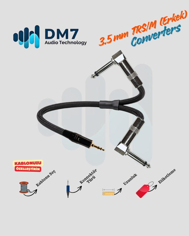 3.5mm TRS/M (Erkek) Dönüştürücü Y-Kablo