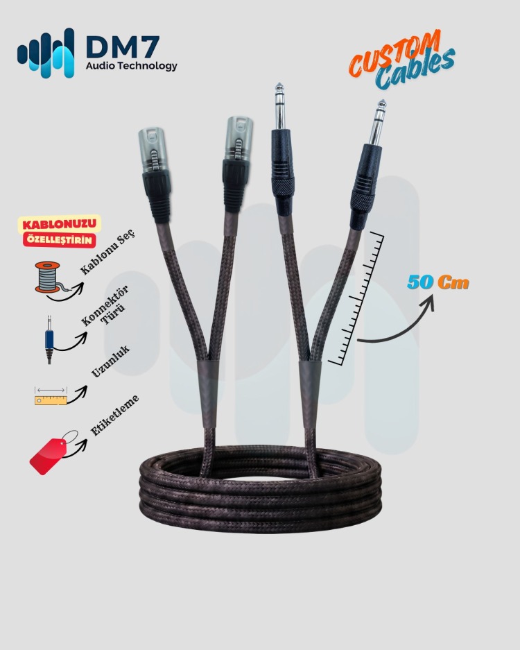 2 XLRM (Erkek) - 2 TS/TRS Ara Bağlantı Kablosu