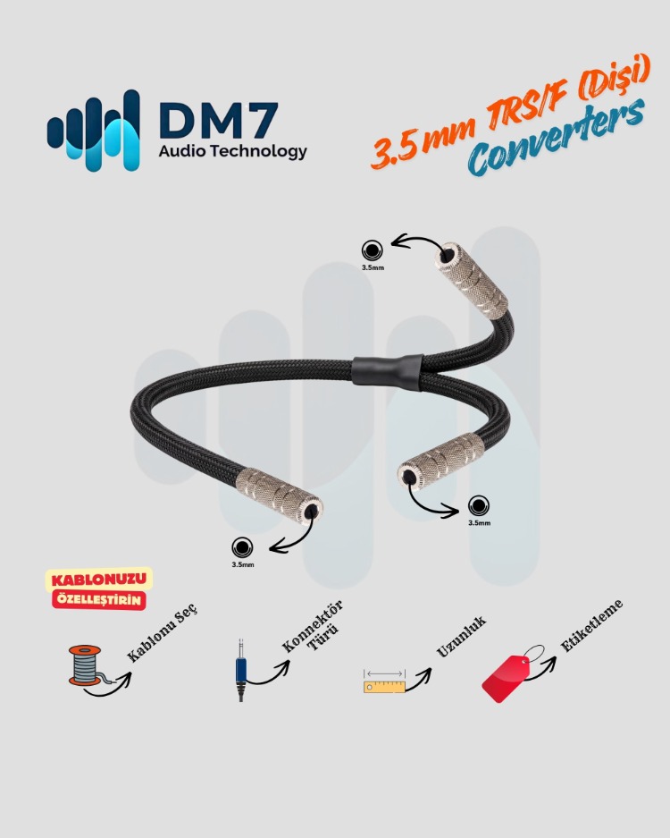 3.5mm TRS/F (Dişi) Dönüştürücü Y-Kablo