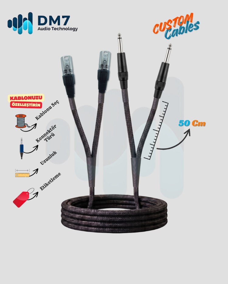 2 XLRM (Erkek) - 2 TS/TRS Ara Bağlantı Kablosu