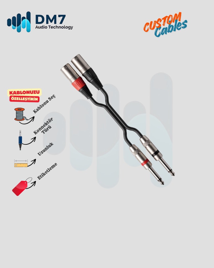 2 XLRM (Erkek) - 2 TS/TRS Ara Bağlantı Kablosu