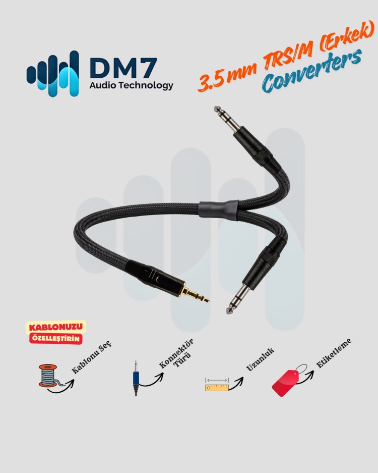 3.5mm TRS/M (Erkek) Dönüştürücü Y-Kablo