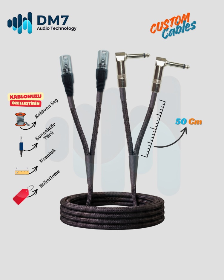 2 XLRM (Erkek) - 2 TS/TRS Ara Bağlantı Kablosu