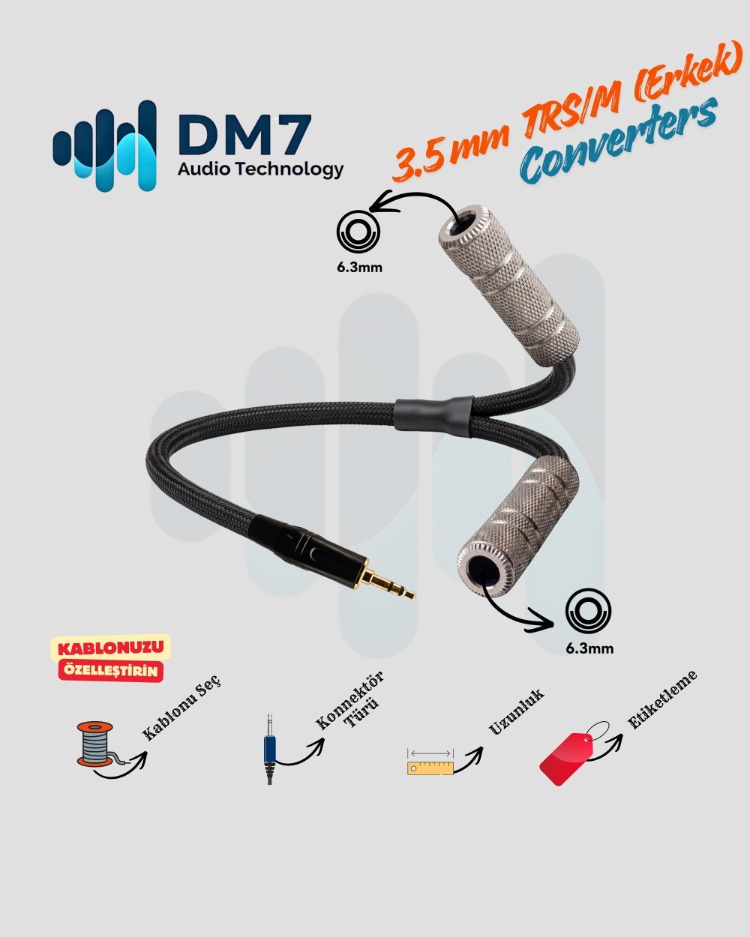 3.5mm TRS/M (Erkek) Dönüştürücü Y-Kablo