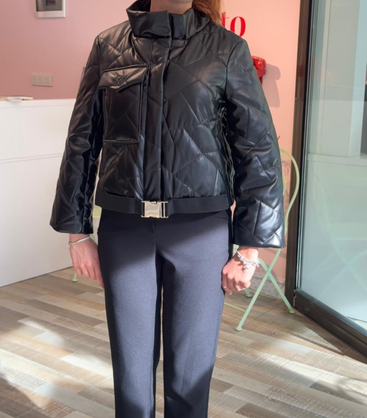KASHA CEP VE KEMER DETAYLI SUNİ DERİ ŞİŞME MONT