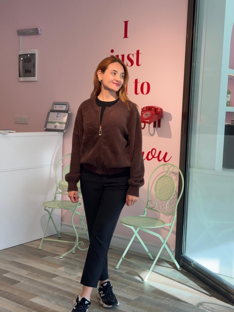 KASHA KAŞMİR DOKULU GOLD SİM GEÇİŞLİ ACI KAHVE FERMUARLI HIRKA