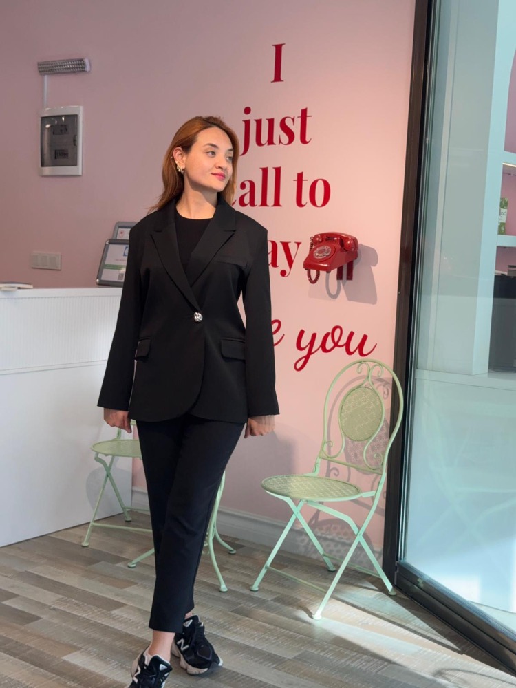 KASHA OVERSİZE DÜĞME DETAYLI SİYAH BLAZER CEKET