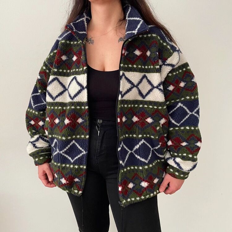 vintage unisex ekstra kalın polar mont